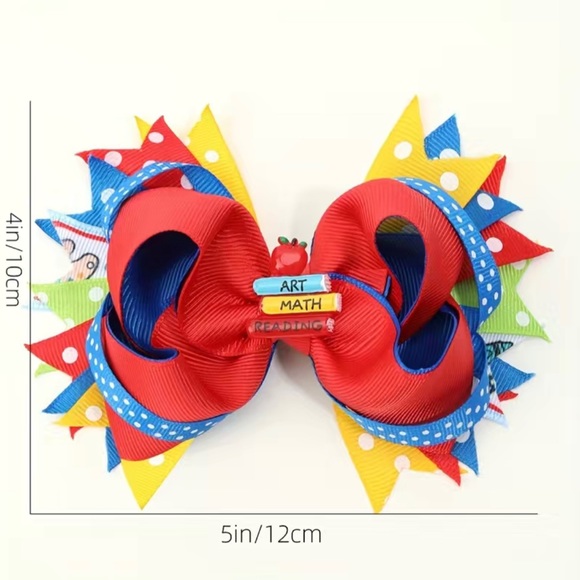 Back To School Bow Hair Clip Perfect Hair Accessory for Baby Toddlers and Girls - Picture 2 of 3